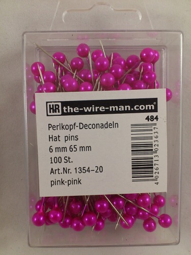 Colored pins 6 mm 100 p. pink